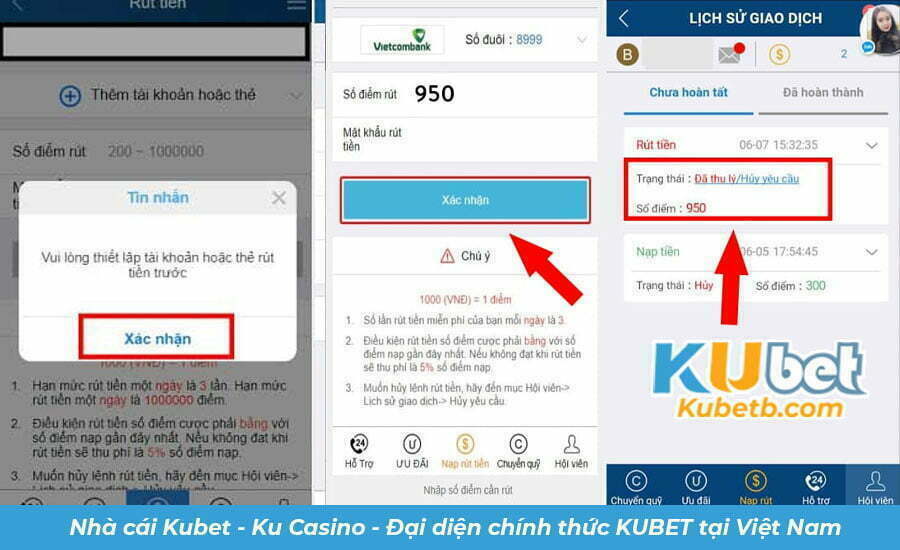 Theo dõi các bước rút tiền tại Kubet